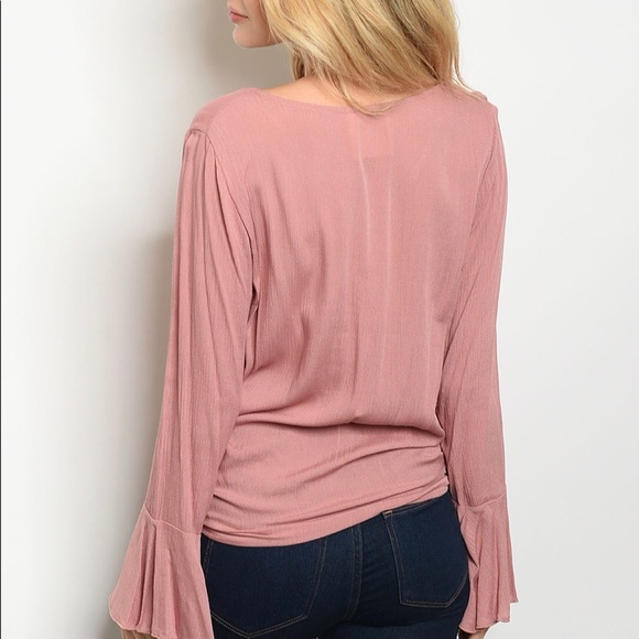 Sale! Mauve Bell Sleeve Blouse - Picture 2 of 4
